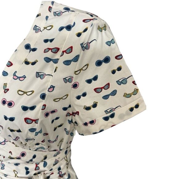 BODEN Midi Faux Wrap Lara Printed In Sunglasses Chic Dress Size 4L - Picture 6 of 11